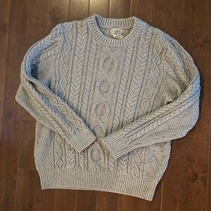 L.L.Bean Vintage Cotton Fisherman Cable knit Sweater, Crew L Unisex